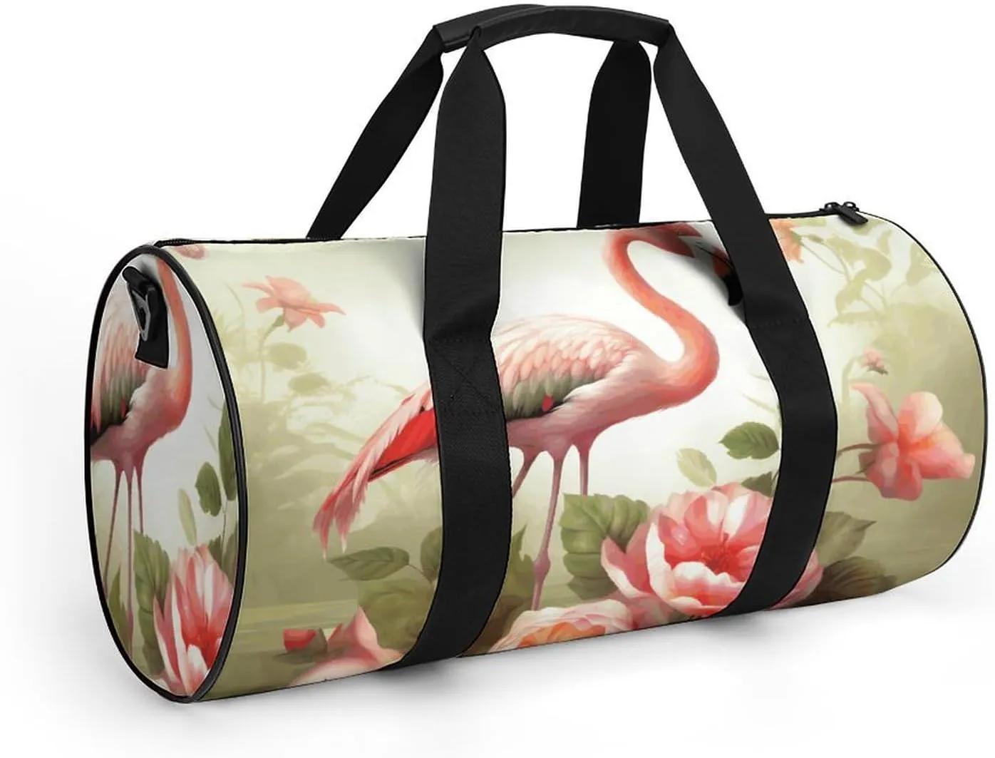 Travel Duffel Bag for Men And Women,Flowers And Flamingos Waterproof Sports Fitness Bag Portable Travel Duffel Bag