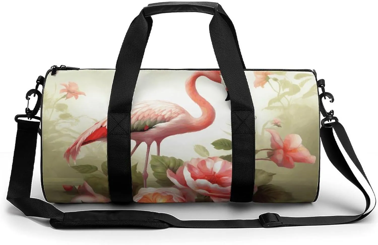 Travel Duffel Bag for Men And Women,Flowers And Flamingos Waterproof Sports Fitness Bag Portable Travel Duffel Bag