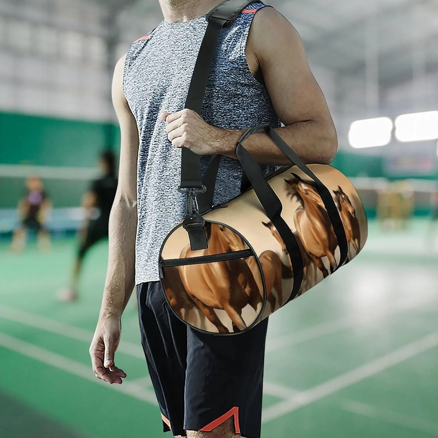 Travel Duffel Bag for Men And Women,Horses Waterproof Sports Fitness Bag Portable Travel Duffel Bag