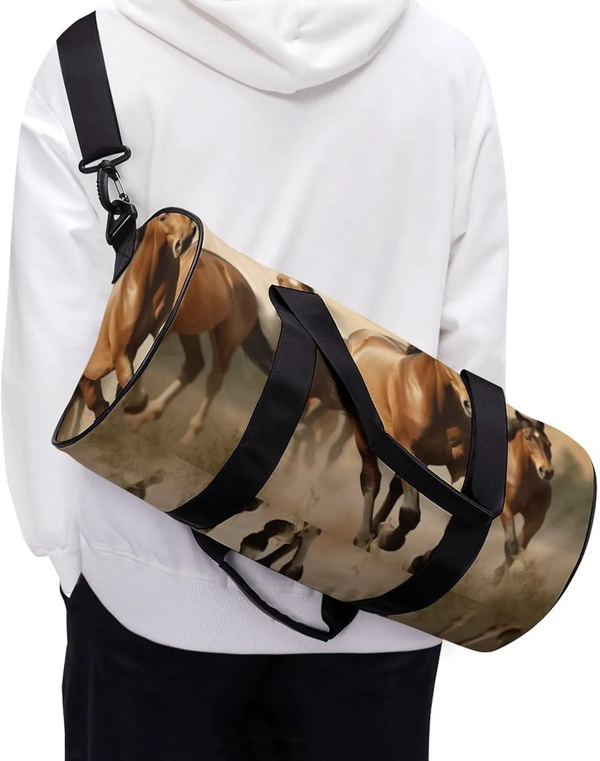 Travel Duffel Bag for Men And Women,Horses Waterproof Sports Fitness Bag Portable Travel Duffel Bag