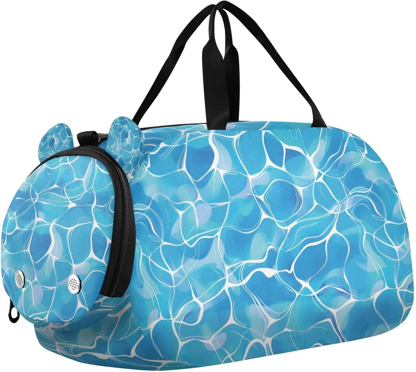 Travel Duffle Bag for Kids Boys Girls Blue Wave Ocean Sports Bag Overnighter Duffle Sleepover Weekender with Shoes Compartment