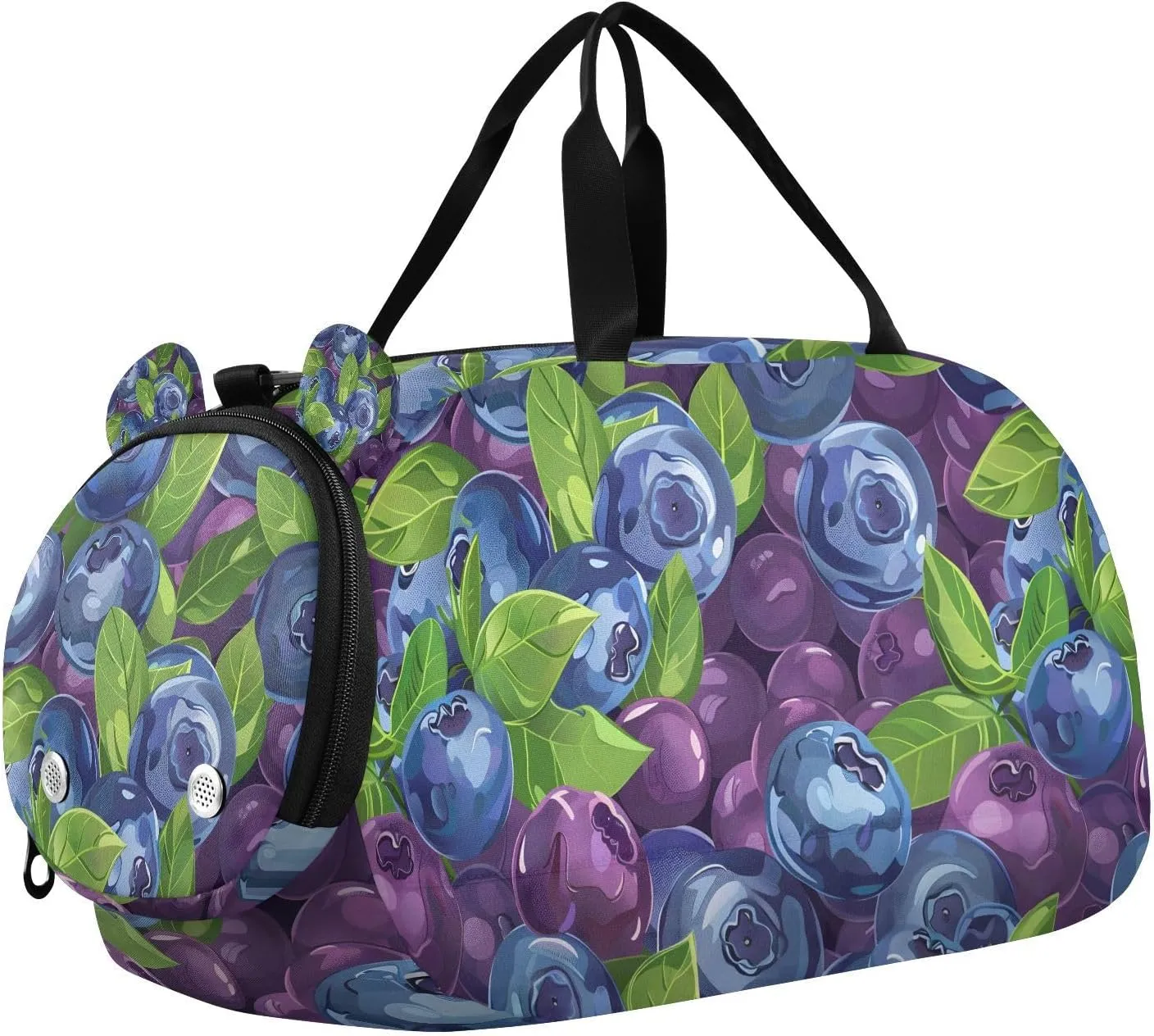 Travel Duffle Bag for Kids Boys Girls Blueberries Berries Sports Bag Overnighter Duffle Sleepover Weekender with Shoes Compartment