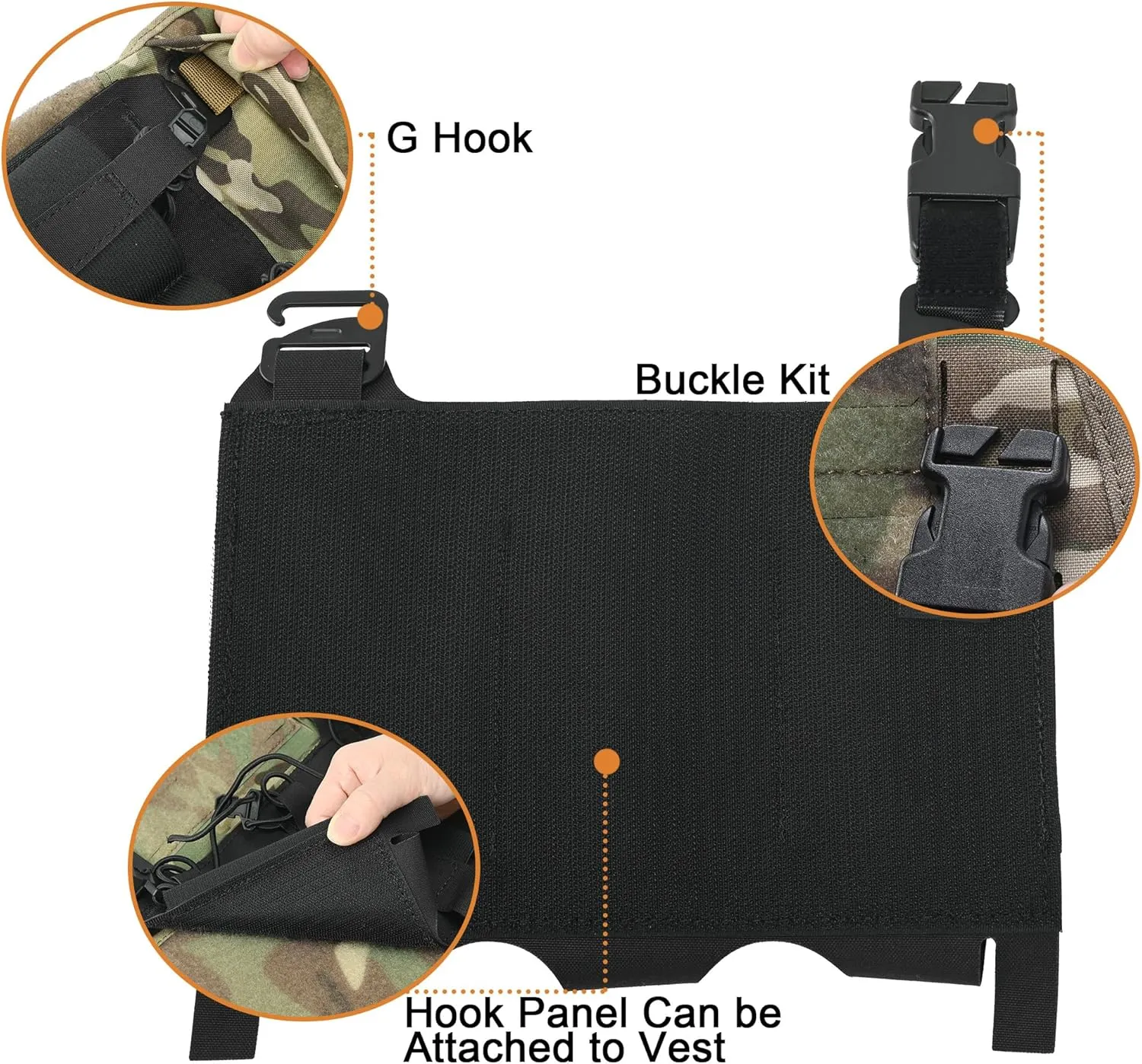 Triple Mag Pouch Front Placard,Tactifans Elastic 5.56 7.62 Rifle Magazine Pouch G Hook & 2 Webbing Buckle Kit for Tactical Vest