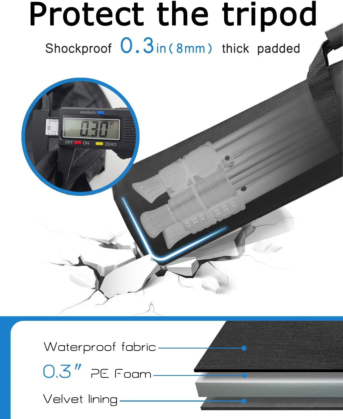 Tripod Carrying Case Bag 25in/31in/39in/49in for Light Stands,Boom Stand,Umbrella and Tripod Photography Accessories(25.59 in/65 cm)