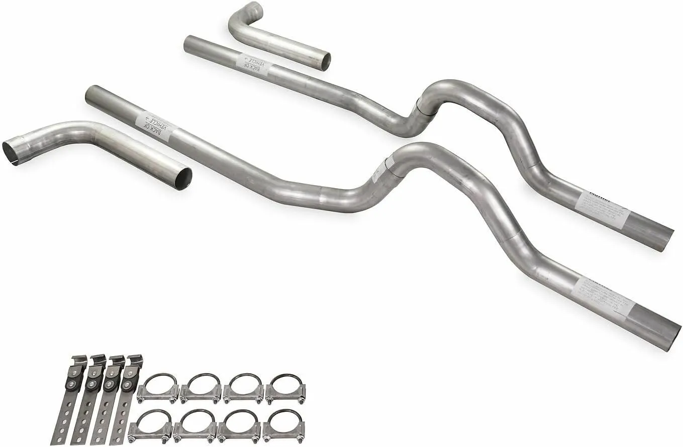 Truck Exhaust Kits - Shop Line Dual Exhaust System 2.5 inch Aluminized No Muffler Side Exit Fits C/K 10 Half Ton 73 to 80