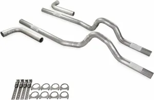 Truck Exhaust Kits - Shop Line Dual Exhaust System 2.5 inch Aluminized No Muffler Side Exit Fits C/K 10 Half Ton 73 to 80