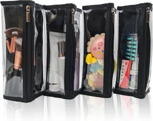 TSA Approved Toiletry Bag Carry On Travel See-through Shaving Bag 4 Pack Black Foldable Makeup Tool Brush Packing Organizer 3-1-1 Liquids Toiletries & Cosmetics Pouch For Airport