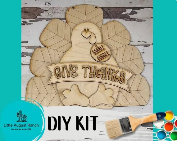 Turkey Door Hanger DIY Wood Kit - Thanksgiving Wood Blanks