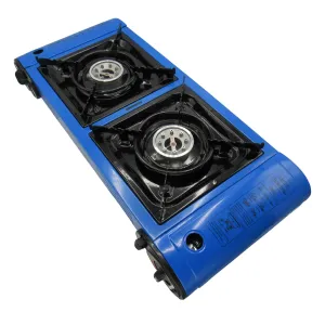 Twin (Camping Stove Blue) Burner Cooker Christmas clearance Global express Portable Double Butane Gas