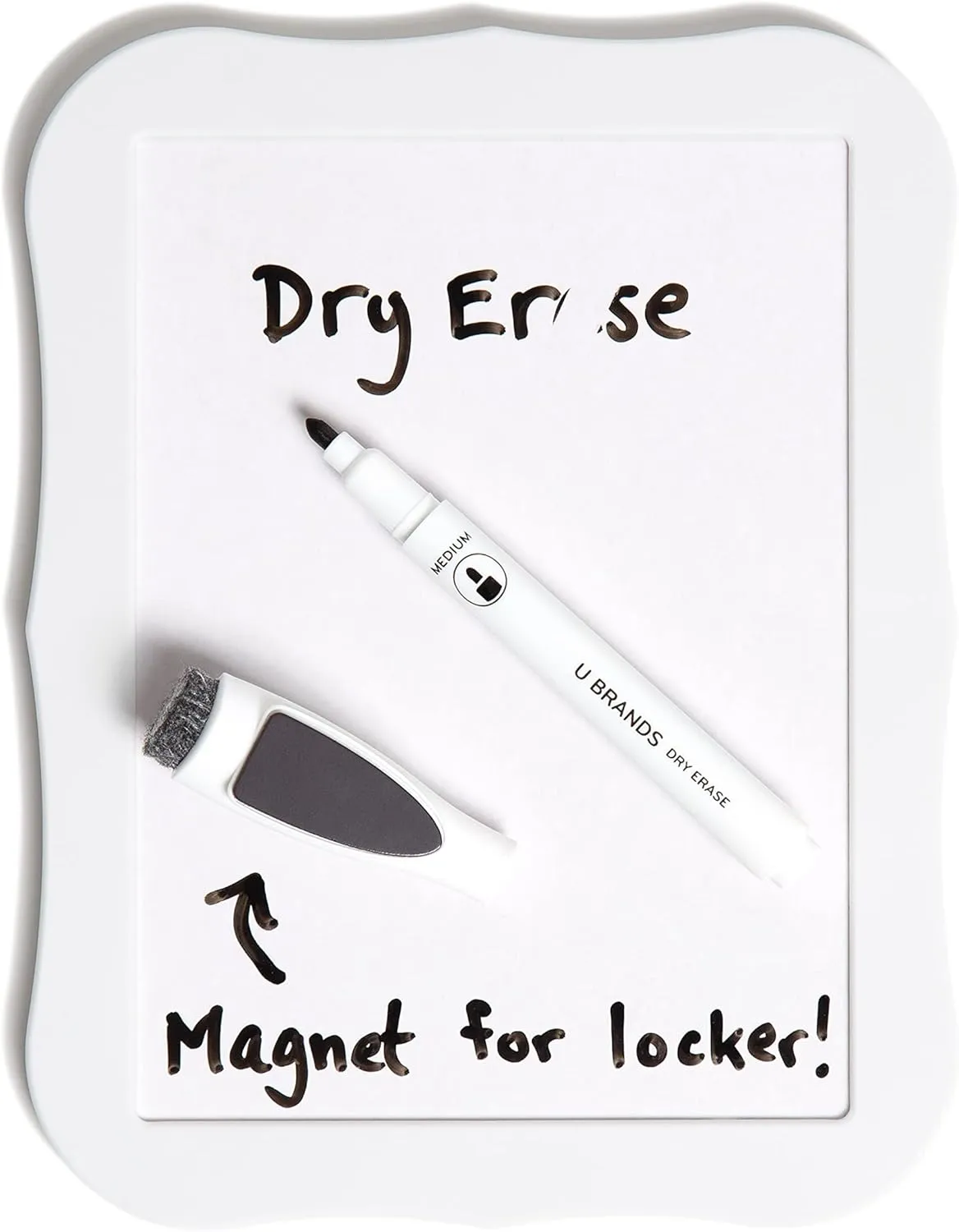 U Brands White Locker Accessory Kit, with Magnets, Mirror, Whiteboard, Marker, Cup, 6 Pieces