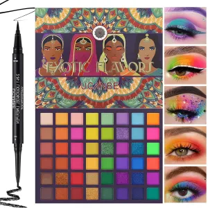 UCANBE Neon Eyeshadow Makeup Palette   Black Eyeliner Pencil, Highly Pigmented Waterproof Long Lasting Make Up Pallet Gift Set