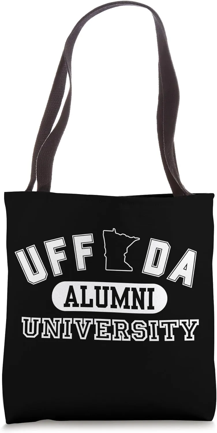 Uff Da University Alumni graphic – Funny Minnesota Gear Tote Bag
