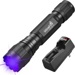 ULTRAFIRE 365nm UV Flashlight, 10W Single Mode Black Light Flashlight, Powerful LED Blacklight Flashlights UV Light for Pet Urine Detection, Cure Resin, Rock Hunting, Detecting Scorpions 501UV-365 PRO