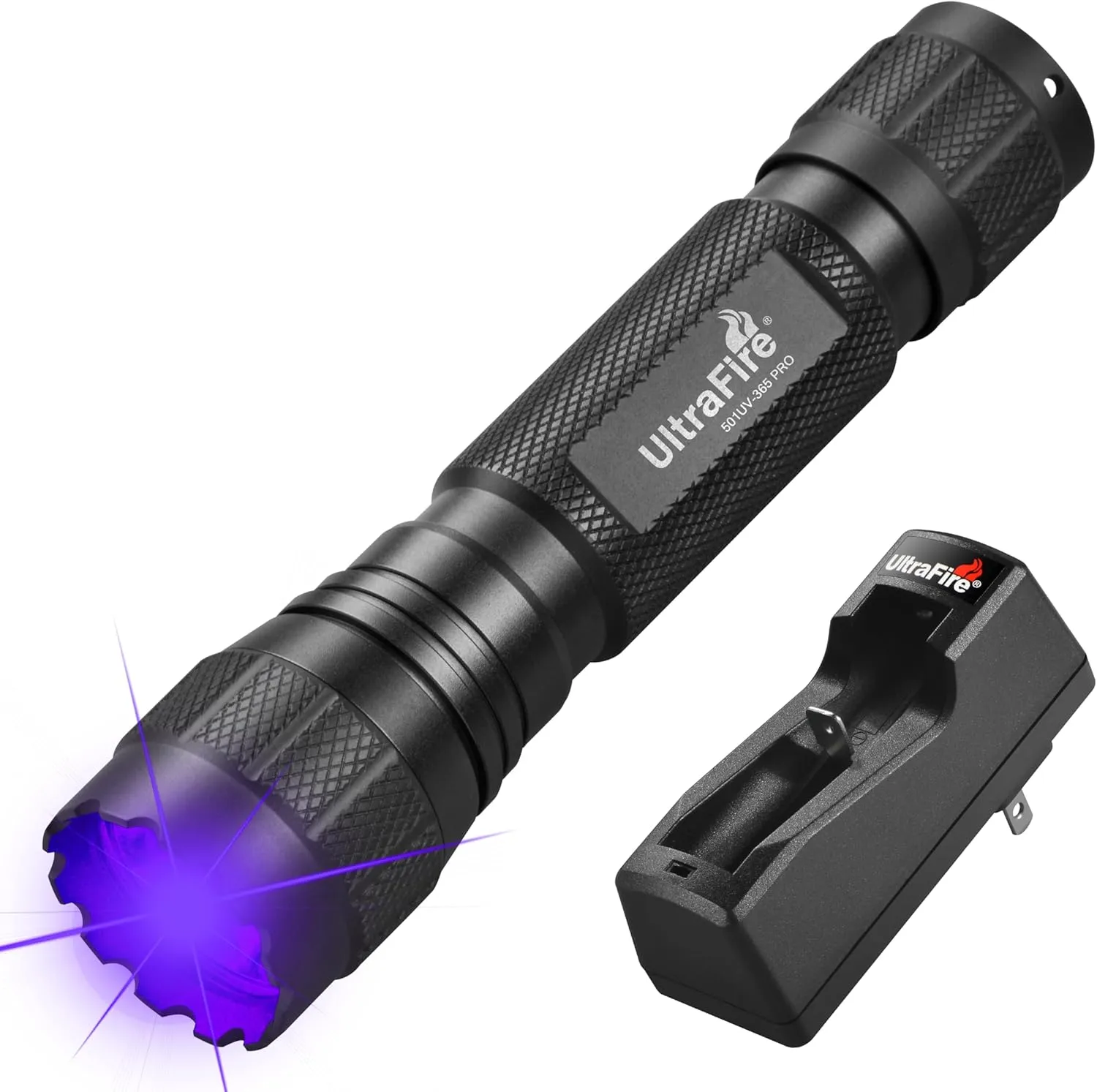 ULTRAFIRE 365nm UV Flashlight, 10W Single Mode Black Light Flashlight, Powerful LED Blacklight Flashlights UV Light for Pet Urine Detection, Cure Resin, Rock Hunting, Detecting Scorpions 501UV-365 PRO