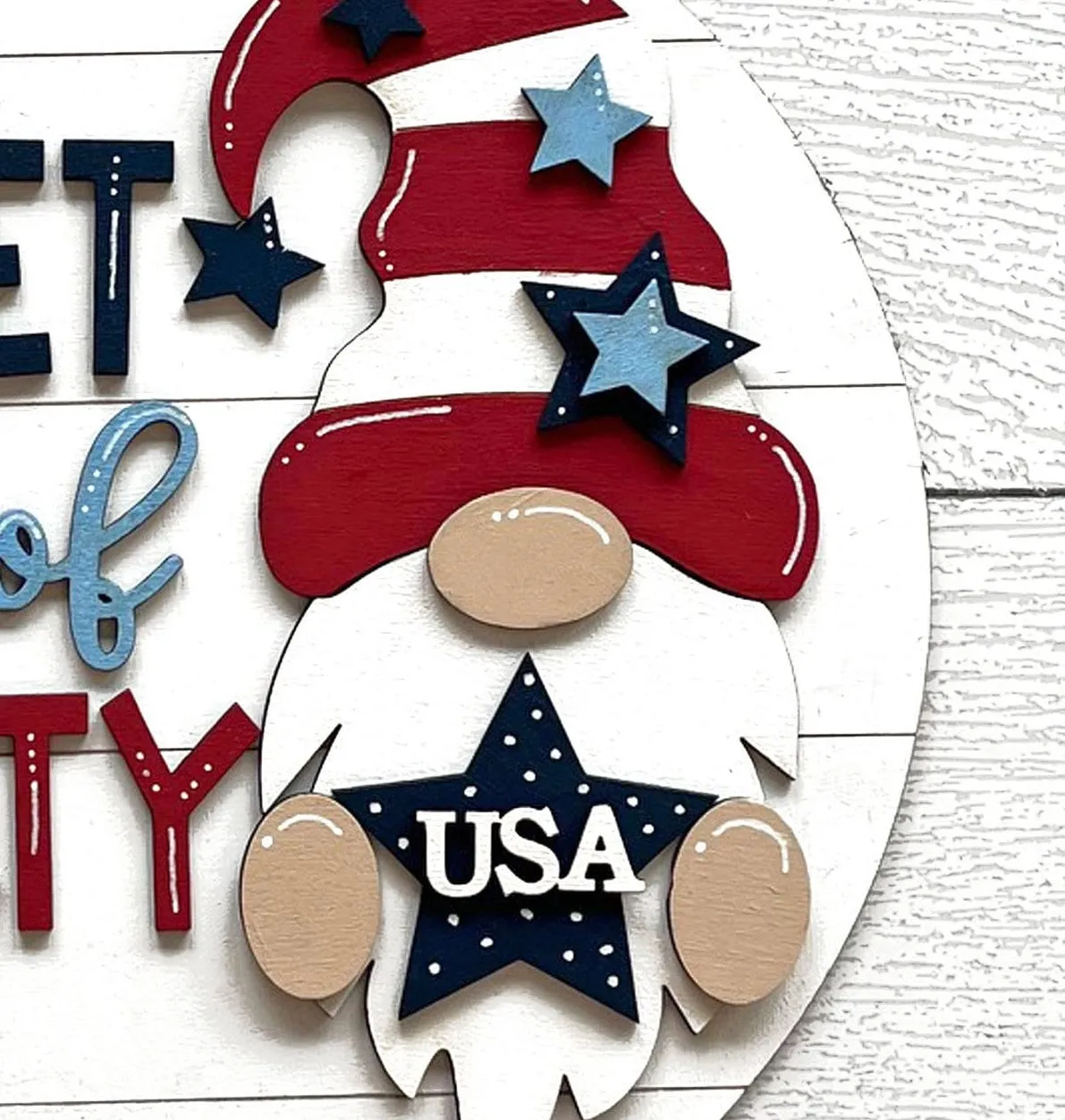 Uncle Sam Gnome Round Hanger - DIY Wood Blanks for Painting and Crafting
