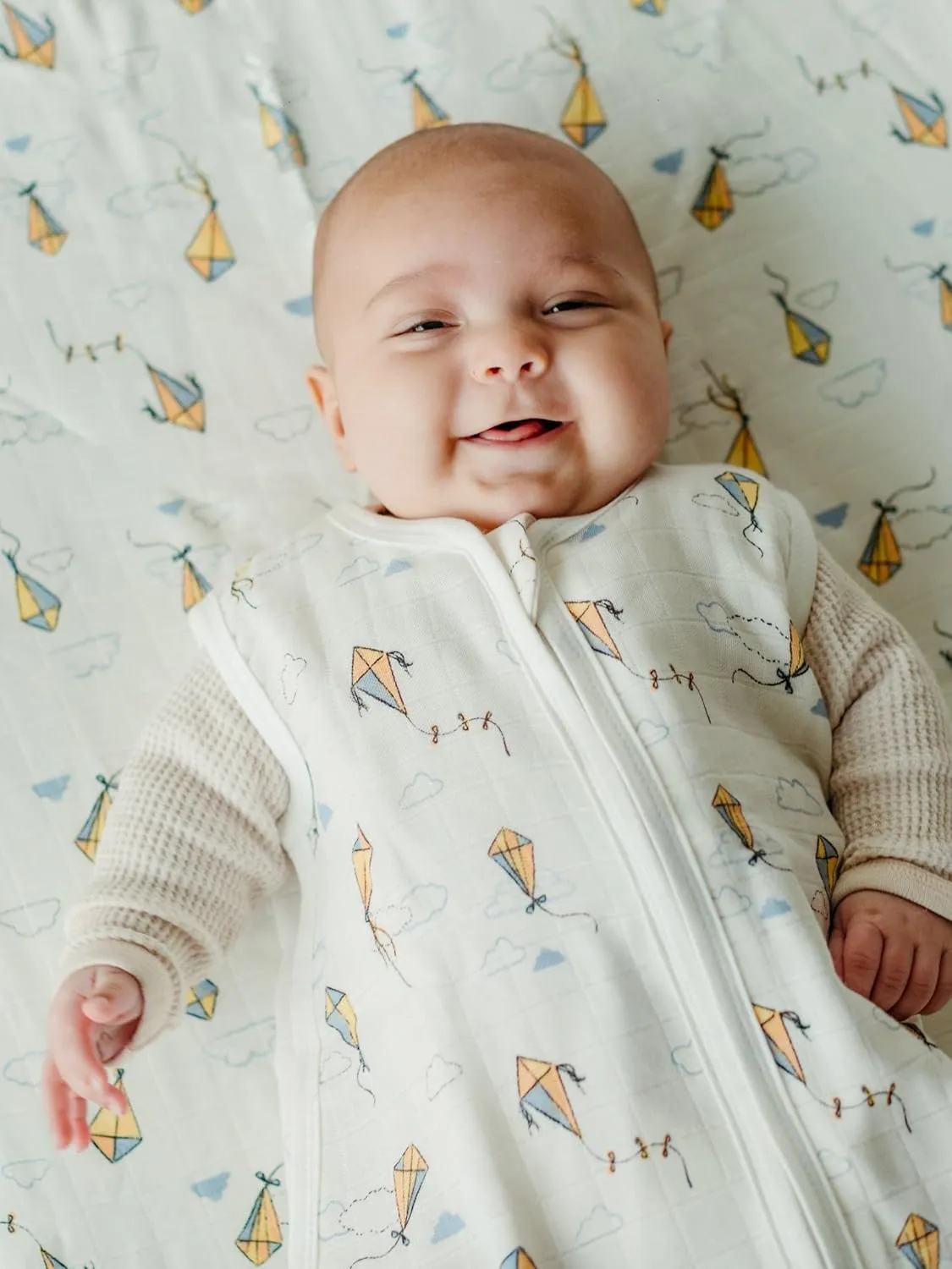 Under the Nile Organic Cotton Muslin Wearable Blanket - Kites - 0-6 Month