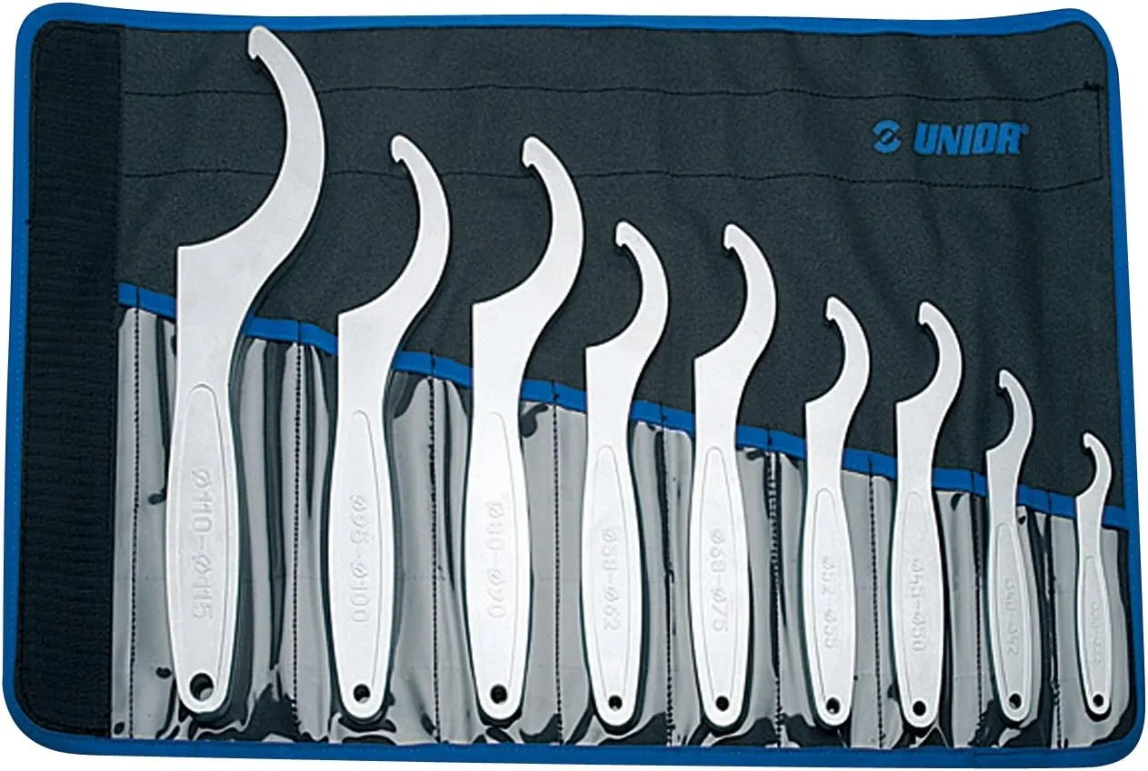 Unior 255/2ct Hook Wrench with Nose, Set in Roll-Up Pouch