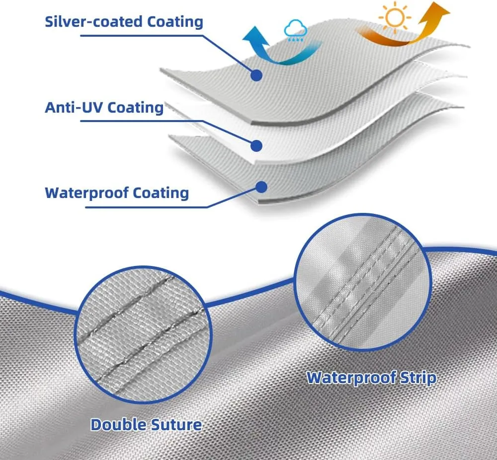 UPF 50  Kayak Cover, Dustproof Canoe Cover for Outdoor Storage, 420D Waterproof Kayak Cover for Fishing Boat, Gray (Silver, 14ft)