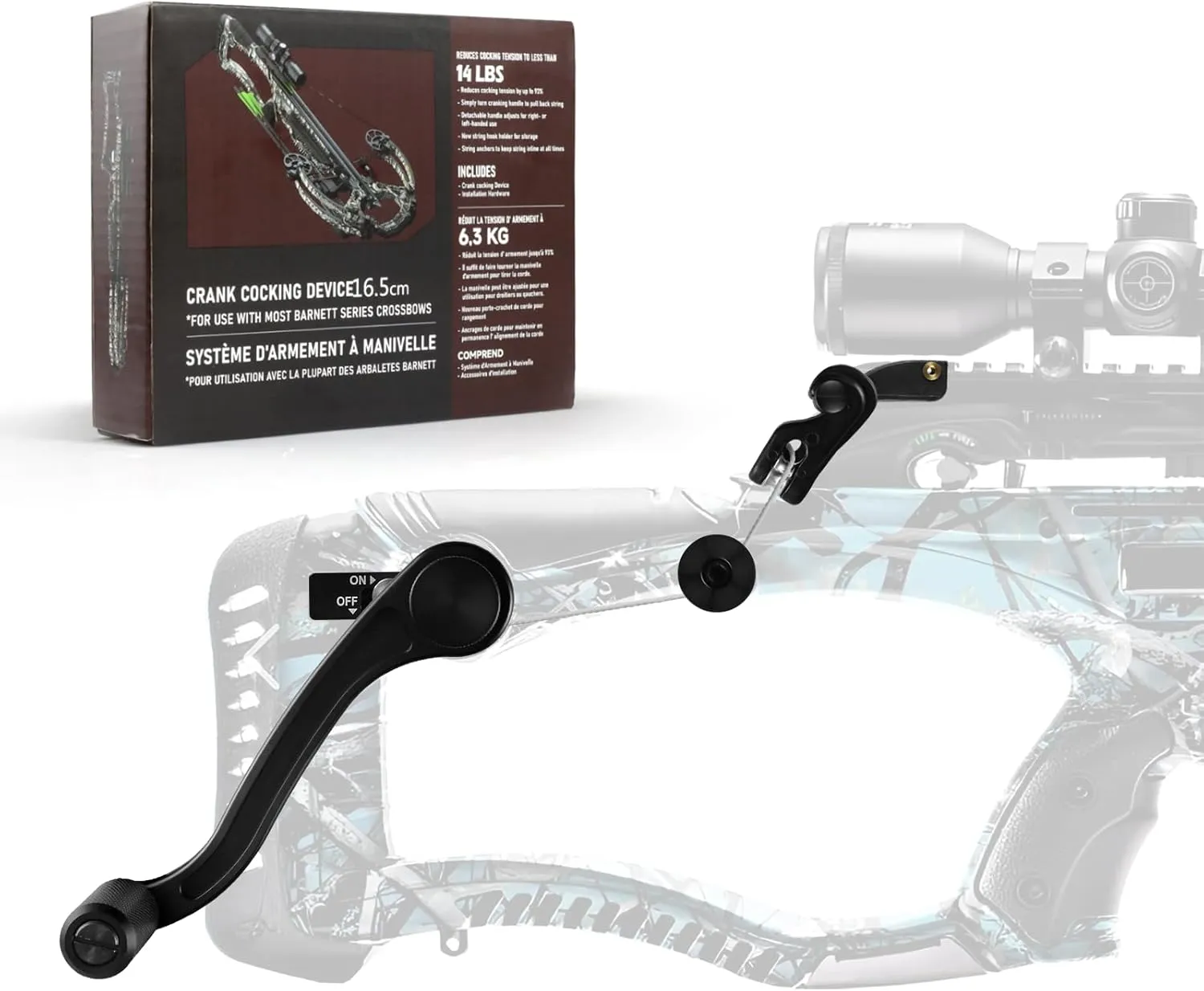 Upgraded BAR20020 Crank Cocking Device for Crossbow, Compatible with Barnett Series Crossbow, Ambidextrous, Reduce Cocking Resistance 93%,Auxiliary Drawing Device Black