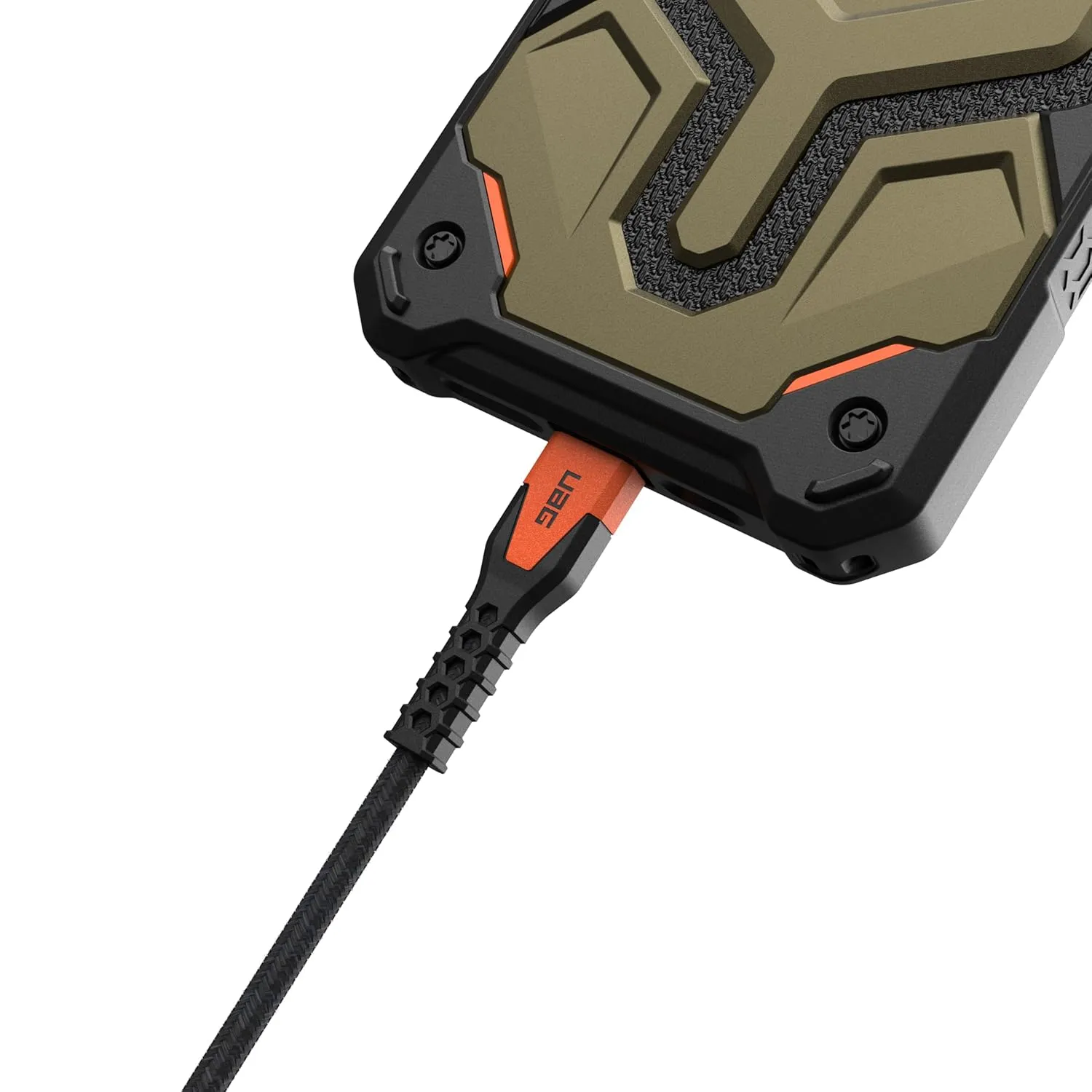 URBAN ARMOR GEAR UAG Rugged Kelvar Core USB-C to USB-C Cable 5ft/1.5m 60W Power Delivery PD Reinforced Fast Charging Cable for iPhone 16, MacBook, iPad Pro, Samsung Galaxy S25, Black/Orange