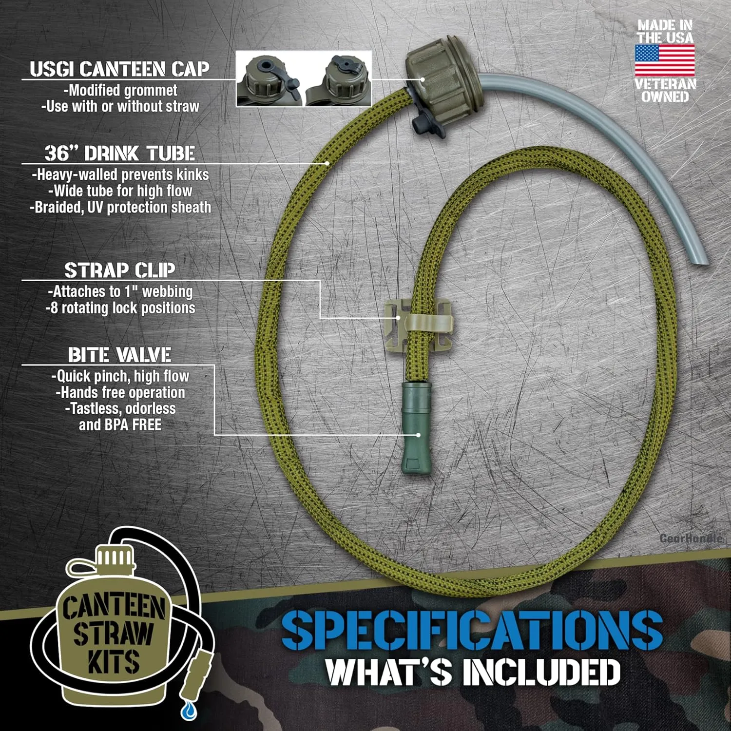 US Military Canteen Straw Kits (OD Green w/o Canteen)