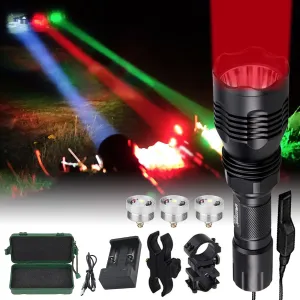 VASTFIRE Predator Light (Red, Green, White) LED Hunting Flashlight Scope Mount for Hog Coyote Coon Bobcat Raccoon Varmint Rabbit Night Hunting