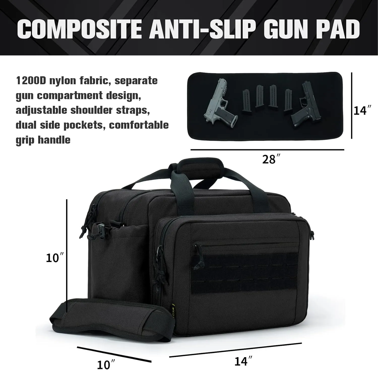 VEAGIA Range Bag,Pistol Case,Gun Range Bags For Handguns And Ammo Pouch 2 Pistols Soft Carrying Shooting Bag