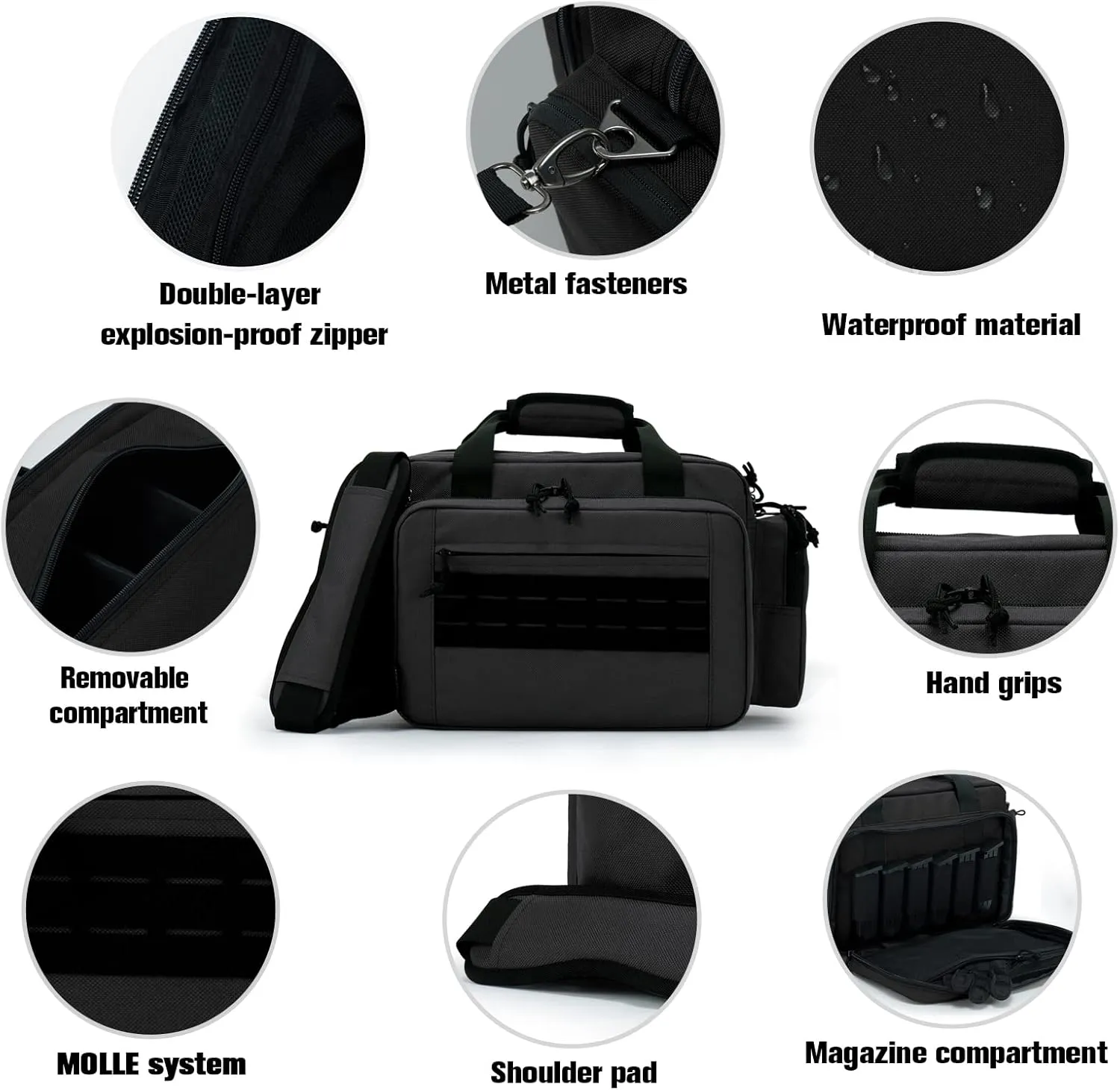 VEAGIA Range Bag,Pistol Case,Gun Range Bags For Handguns And Ammo Pouch 2 Pistols Soft Carrying Shooting Bag