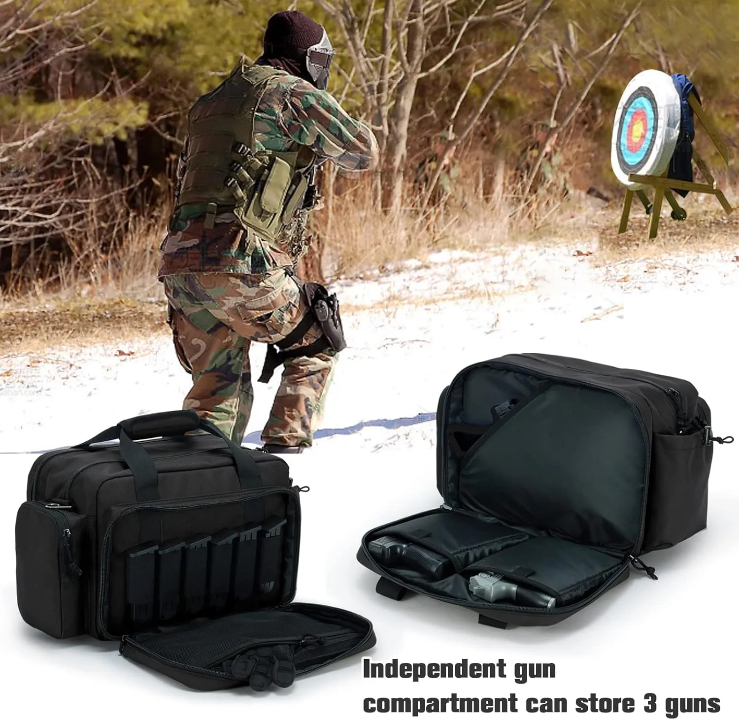VEAGIA Range Bag,Pistol Case,Gun Range Bags For Handguns And Ammo Pouch 2 Pistols Soft Carrying Shooting Bag
