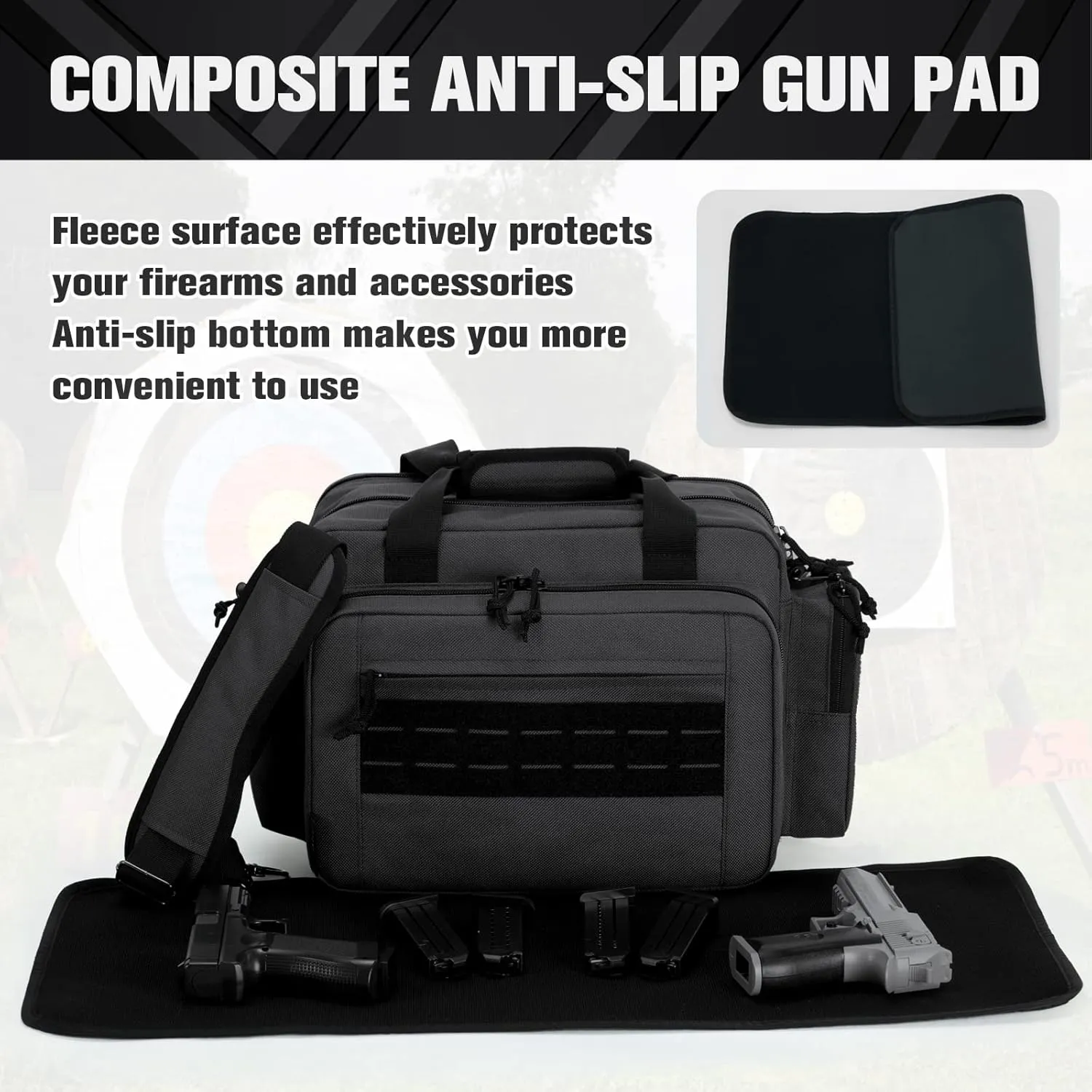 VEAGIA Range Bag,Pistol Case,Gun Range Bags For Handguns And Ammo Pouch 2 Pistols Soft Carrying Shooting Bag