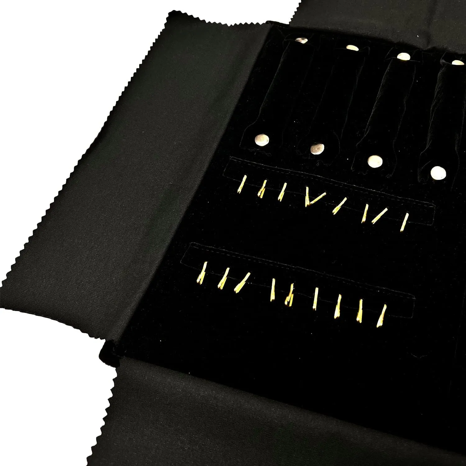 Velvet Travel Jewelry Case Roll Bag for Necklaces Brackets Earrings Rings, Black