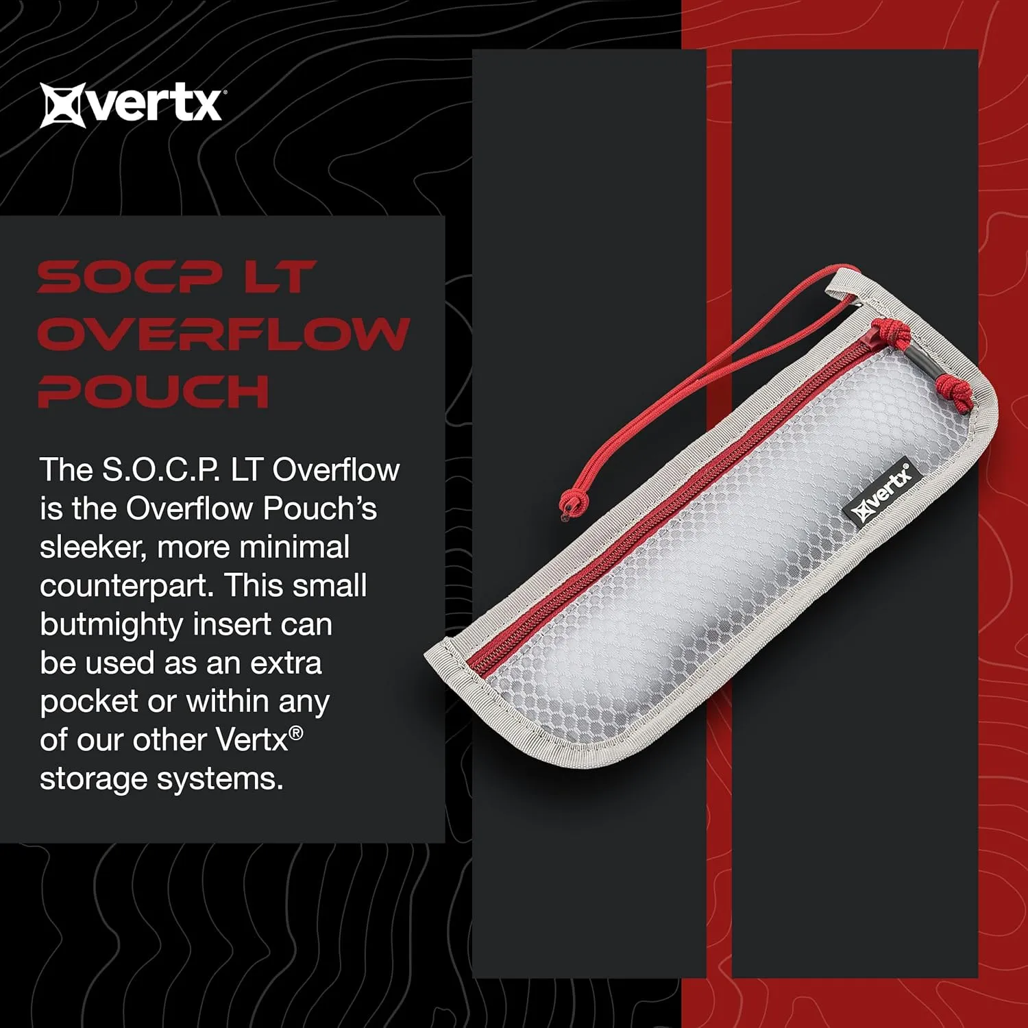 Vertx Overflow Pouches, Mesh Zipper Pouch for Tactical Gear, Backpack Accessories, Storage of Cables, Tool Kits, EDC Survival