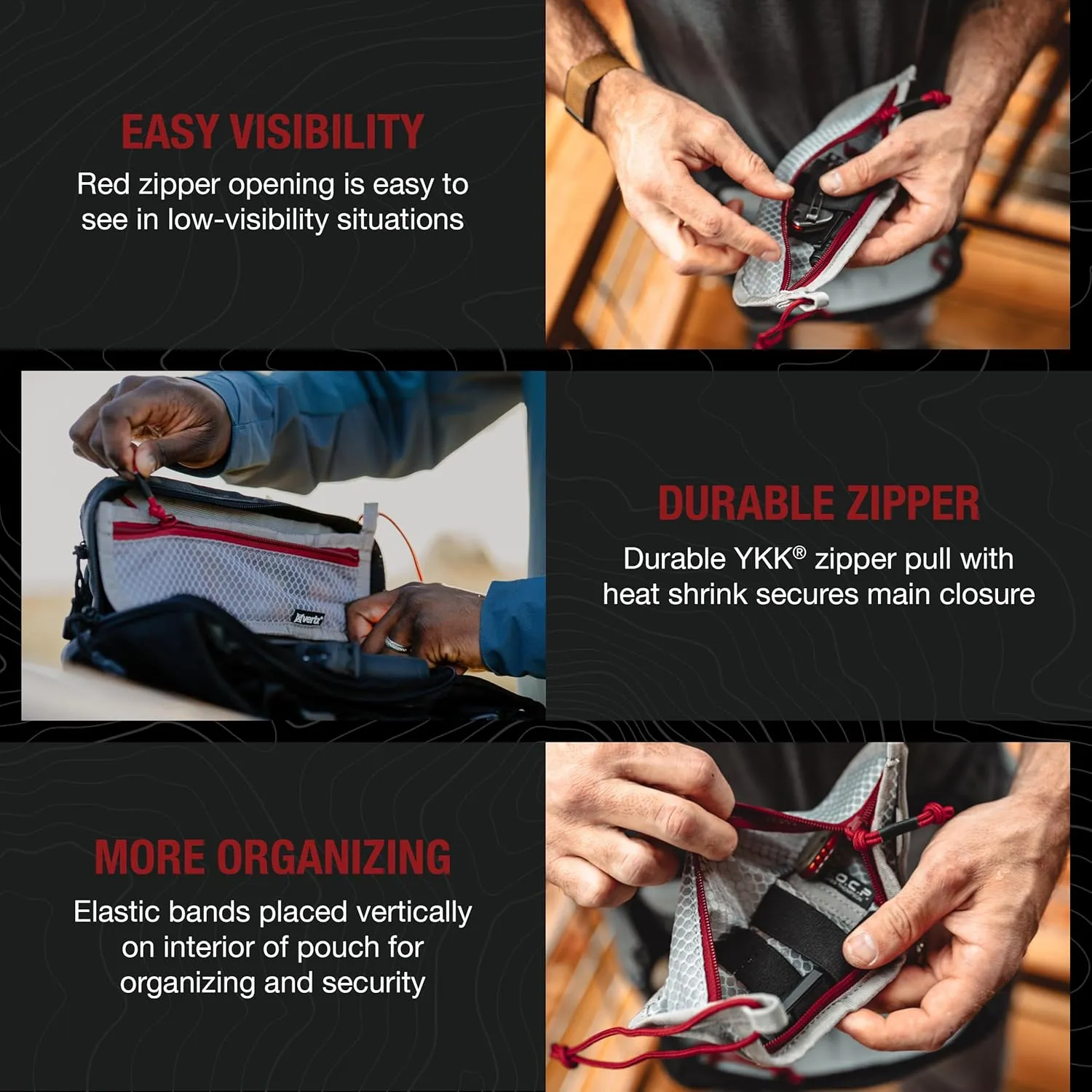 Vertx Overflow Pouches, Mesh Zipper Pouch for Tactical Gear, Backpack Accessories, Storage of Cables, Tool Kits, EDC Survival
