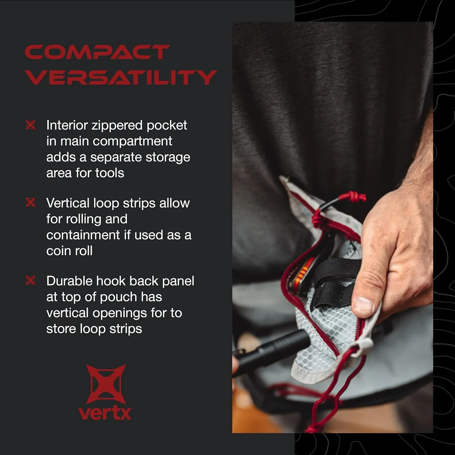 Vertx Overflow Pouches, Mesh Zipper Pouch for Tactical Gear, Backpack Accessories, Storage of Cables, Tool Kits, EDC Survival