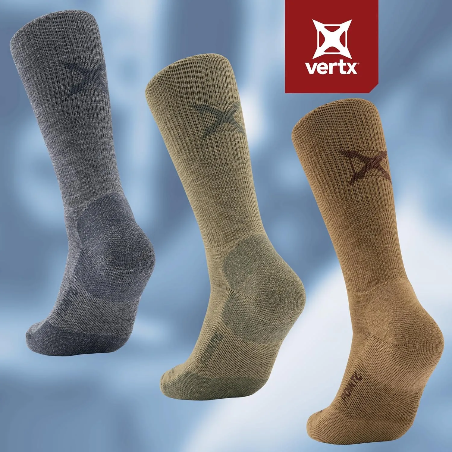 Vertx VaporCore Mens Crew Socks 10", Tactical Athletic Moisture Wicking Merino Wool Socks, Quick Drying with Odor Control