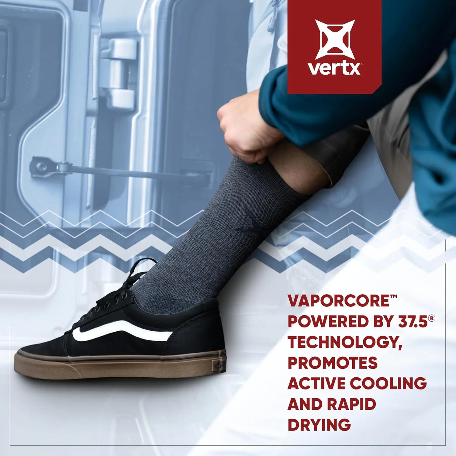Vertx VaporCore Mens Crew Socks 10", Tactical Athletic Moisture Wicking Merino Wool Socks, Quick Drying with Odor Control