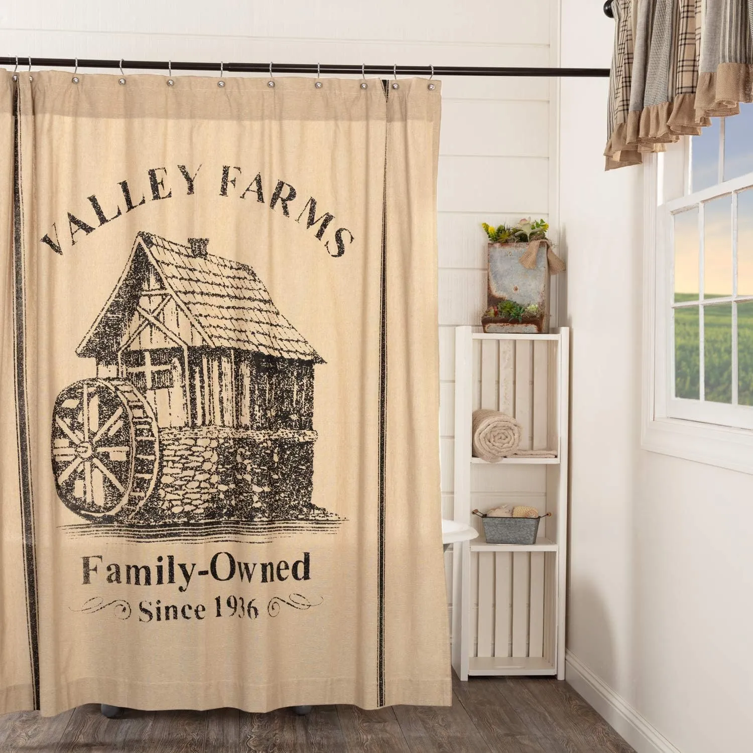 VHC Brands Valley Farms Farmhouse Mill Shower Curtain 72x72