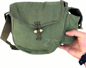 Vietnam Era Military Surplus 7.62x39mm Drum Mag Carrier/Drum Magazine Pouch - Heavy Duty Canvas Pouch for Tactical Chest Rig Fits RPD/AK-Type Drum Magazines (Vintage Green