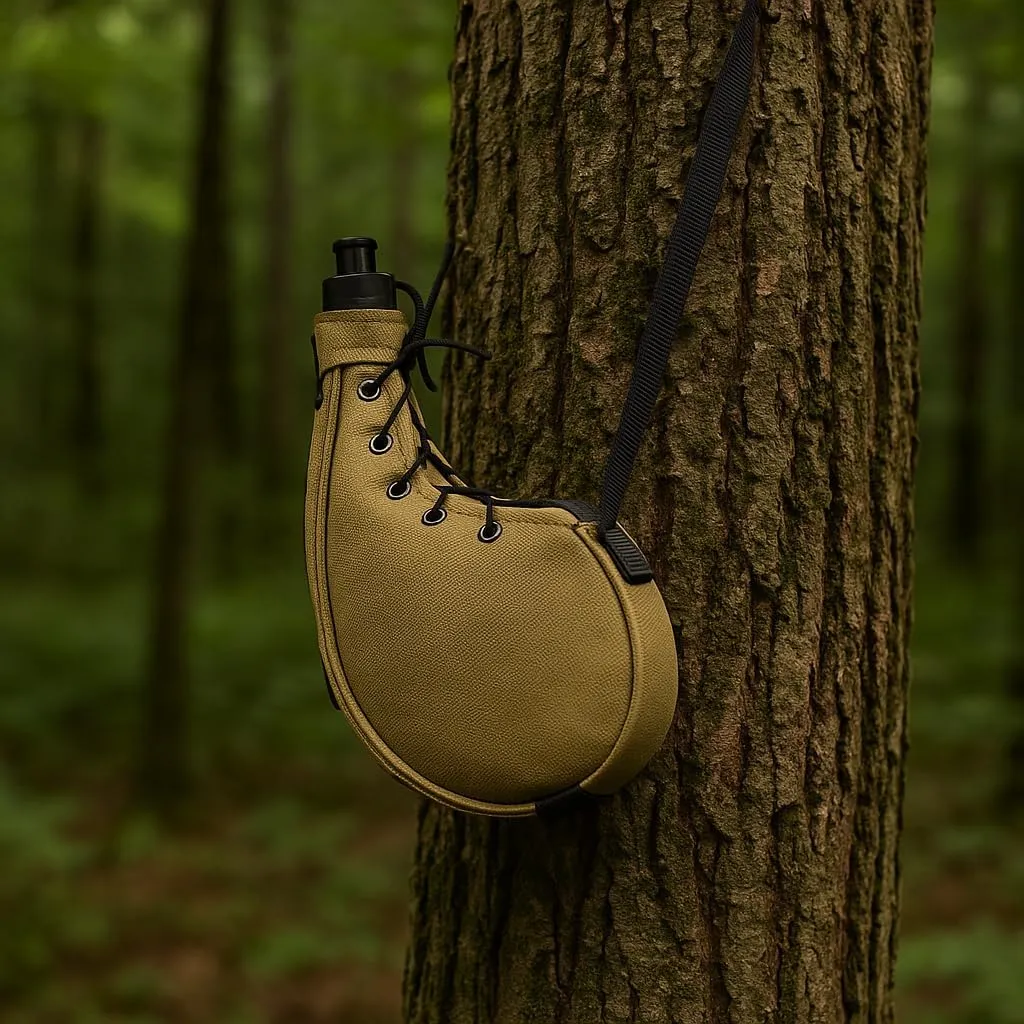 Vintage Style Bota Bag Canteen, Flask with Shoulder Strap, Available in Black, Green, and Brown (Coyote)