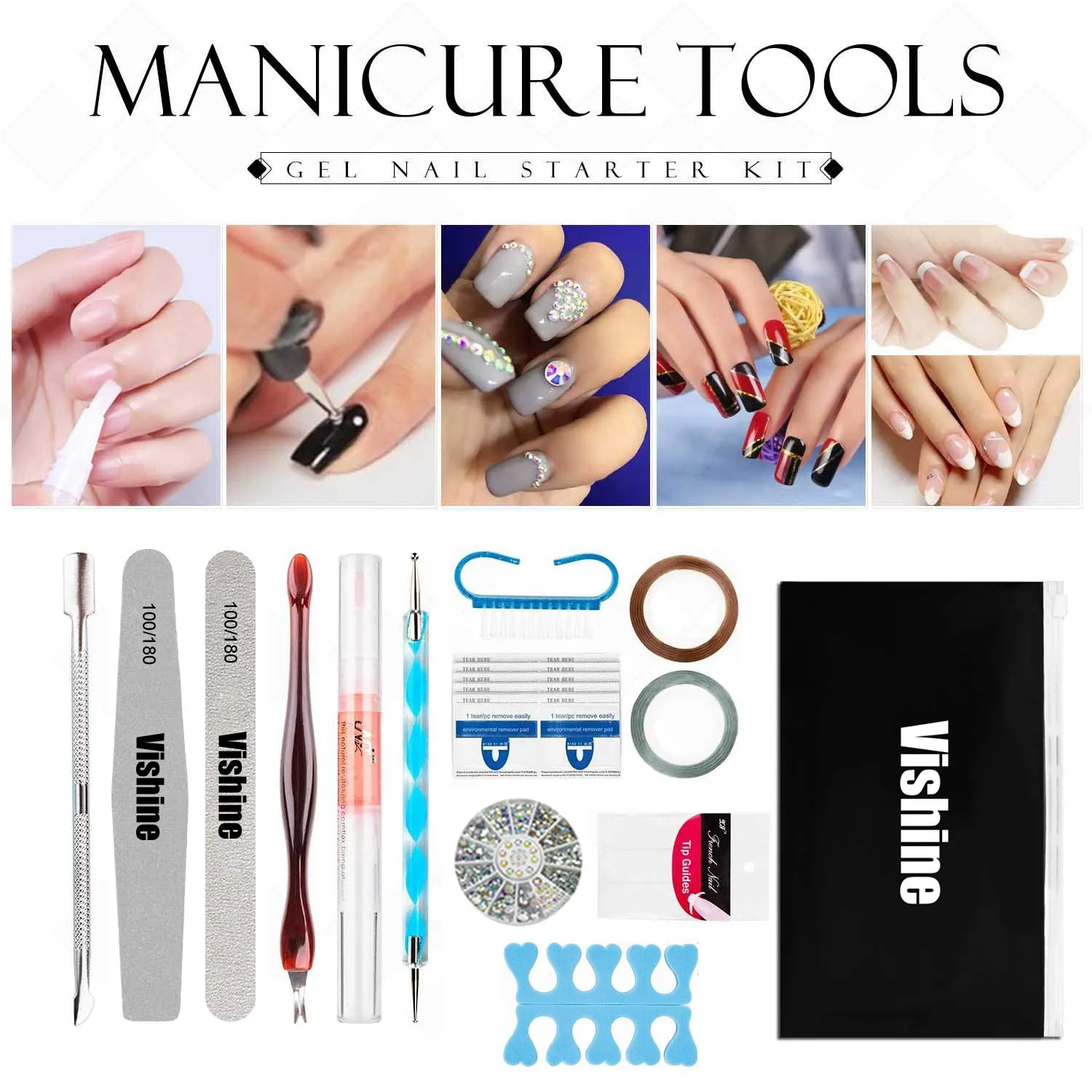 Vishine Gel Nail Polish Starter Kit with 36W UV LED Nail Lamp Speed Dryer Manicure Tools Set of 6 Sheer Milky White Neutrals Skin Nude Jelly Transparent Colors Gel Polish Base and Top Coat #055