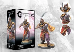 Wargames Delivered para Bellum Wargames Conquest Sorcerer Kings Sardar Resin Character Miniature, 38mm Fantasy Wargame Commander, Includes Base, Command Card, Unpainted & Requires Assembly