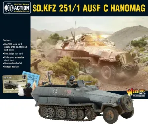 Warlord Bolt Action Sd.Kfz 251/1 Ausf C Hanomag Half Track 1:56 WWII Military Wargaming Plastic Model Kit, Small, Unpainted