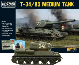 Warlord Bolt Action Soviet T34/85 Medium Tank 1:56 WWII Military Wargaming Plastic Model Kit, Small