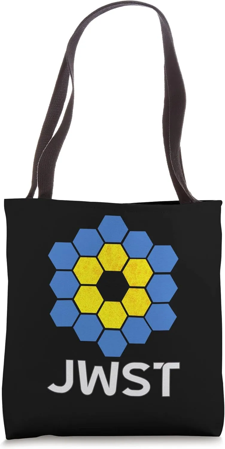 Webb Space Telescope Blue Yellow Hexagon Mirrors JWST Tote Bag