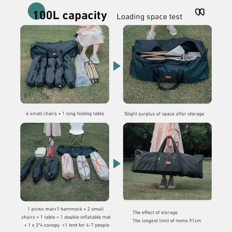 WESTTUNE Camping Tools Storage Bag – Large-Capacity Folding Travel Bag for Outdoor Gear (100L)