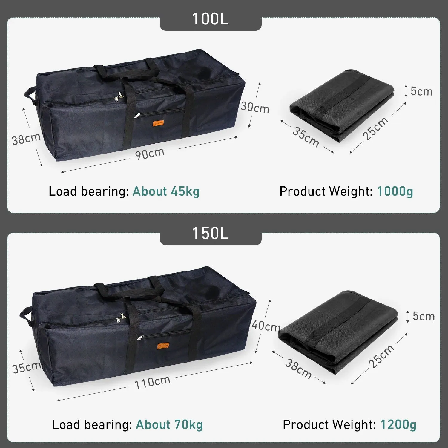 WESTTUNE Camping Tools Storage Bag – Large-Capacity Folding Travel Bag for Outdoor Gear (100L)