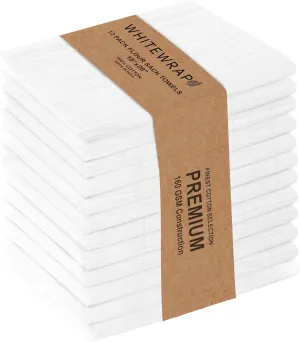 WHITEWRAP Flour Sack Towels| Tea Towel for Crafts| Kitchen Dish Cotton Blank Towel for Embroidery|Baking Bread Proofing Linen Cover| Thick Absorbent Quick Dry| 12 Pack 18"x28" White
