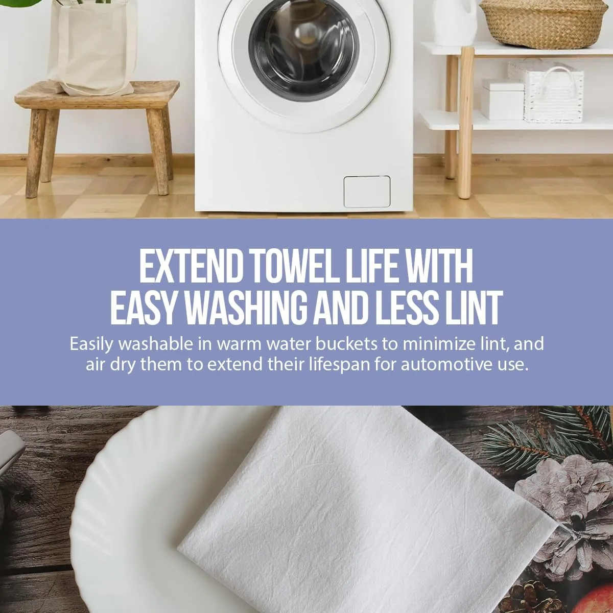 WHITEWRAP Flour Sack Towels| Tea Towel for Crafts| Kitchen Dish Cotton Blank Towel for Embroidery|Baking Bread Proofing Linen Cover| Thick Absorbent Quick Dry| 6 Pack 28"x28" White