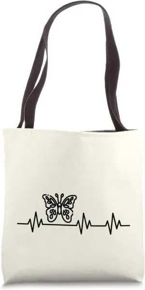 Wholesome Butterfly EKG Pulse Butterfly Heartbeat Life Tote Bag
