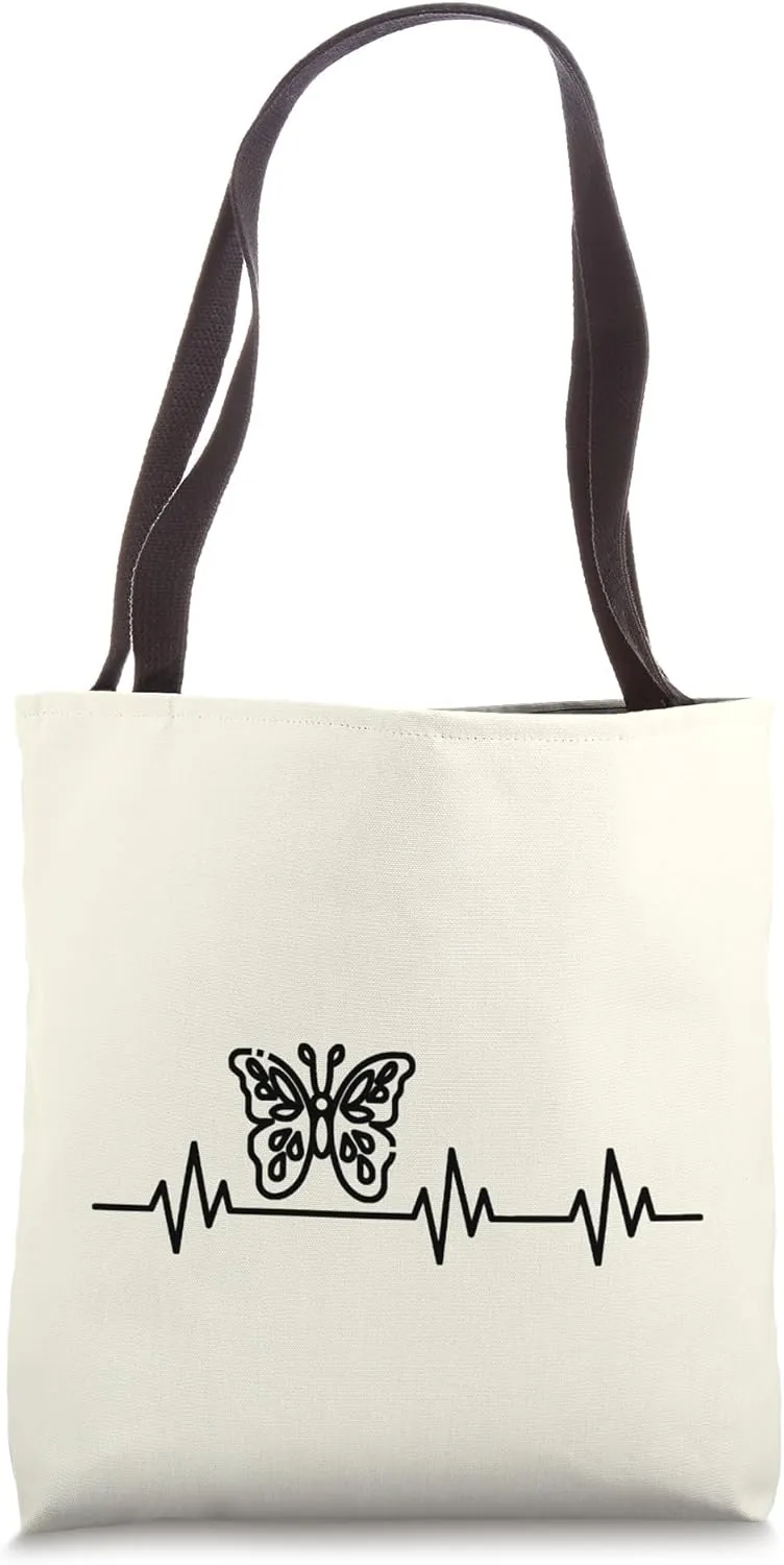 Wholesome Butterfly EKG Pulse Butterfly Heartbeat Life Tote Bag